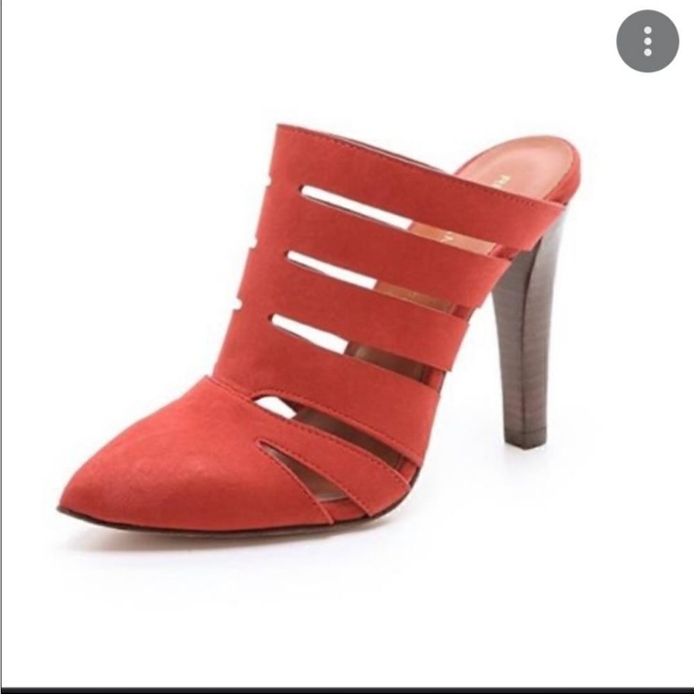 Rebecca Minkoff Orange Dasa Cutout Leather Nubuck Heeled Mules Sz 6.5